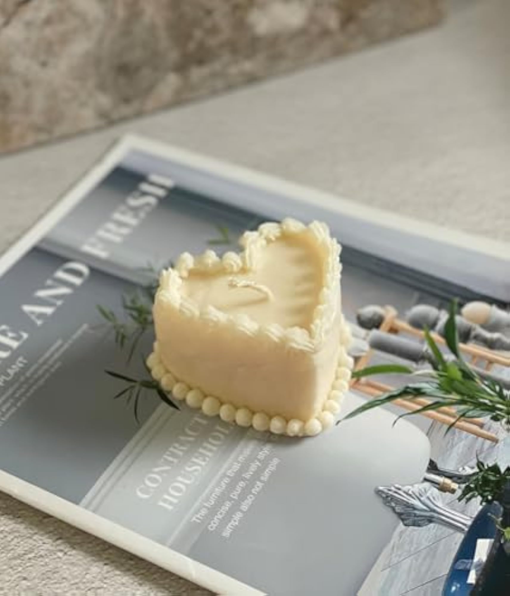 Heart Shape Cake Candle, Aesthetic Dessert Candle